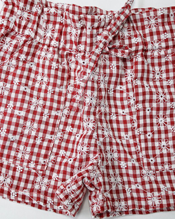Short RECIFE 457 - Rojo a Cuadros c/ Flores