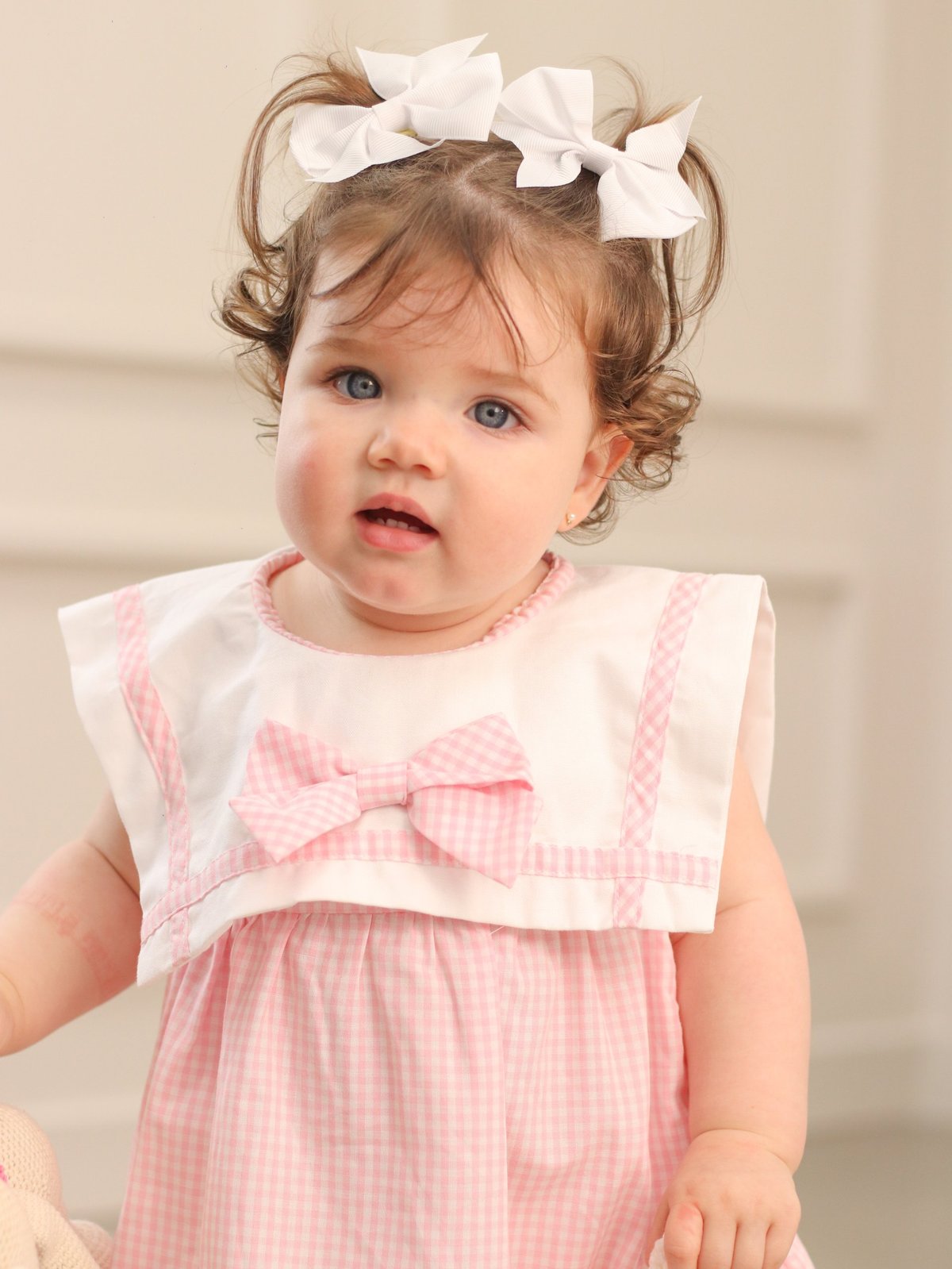 VESTIDO C/ MOÑO + BOMBACHA PALOMA - Rosa cuadros - 2