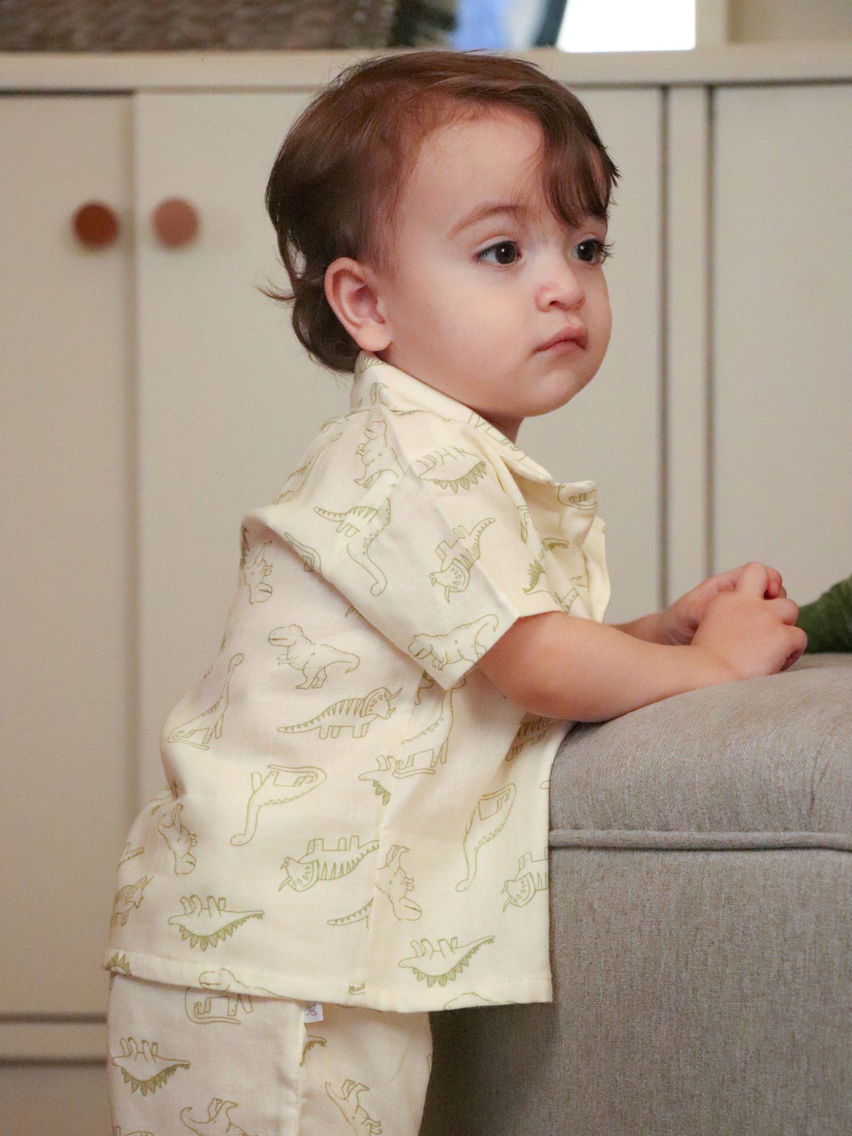 Camisa ALTOS - Dinosaurios beige c/ verde - 2