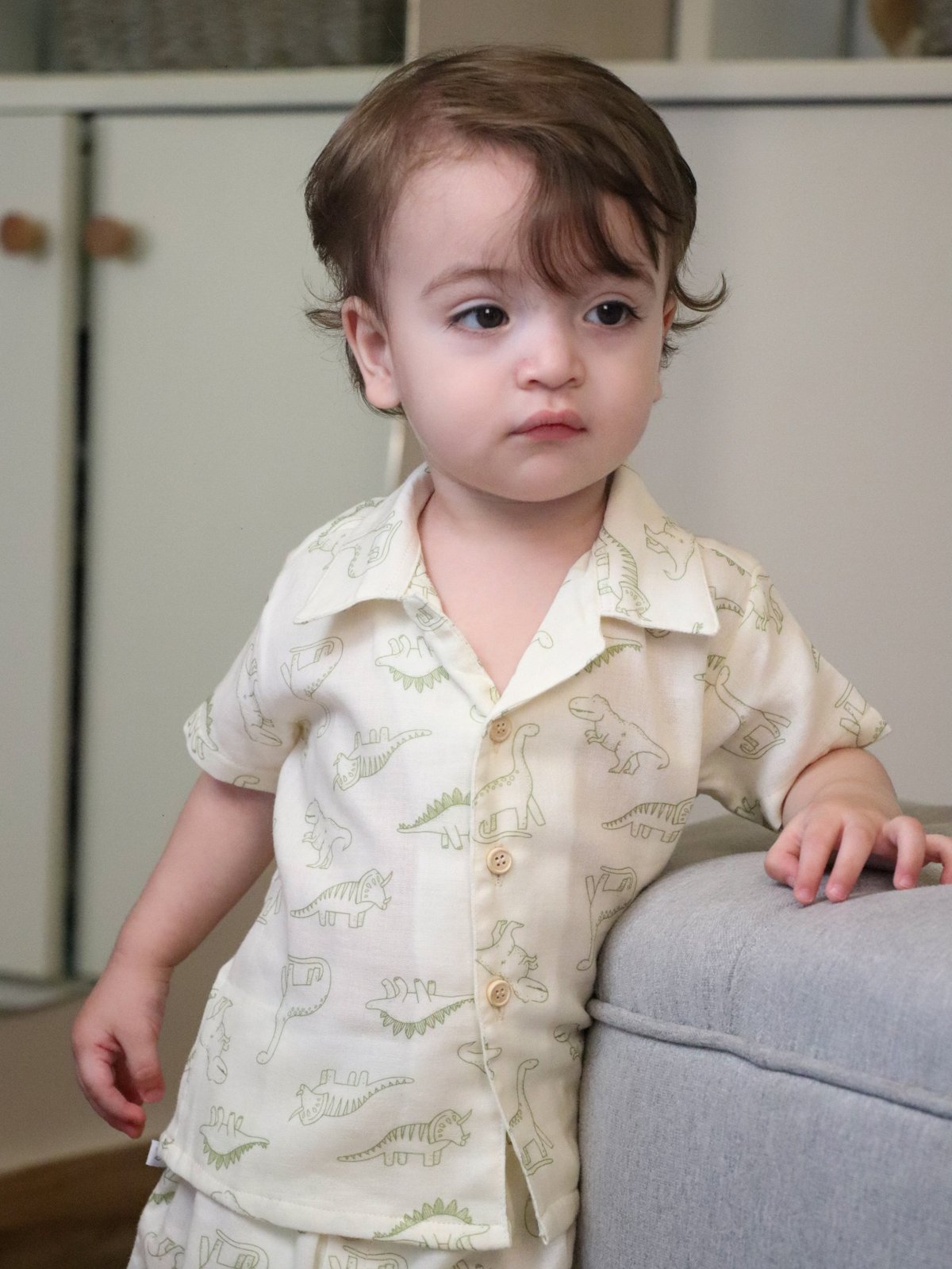 Camisa ALTOS - Dinosaurios beige c/ verde - 5