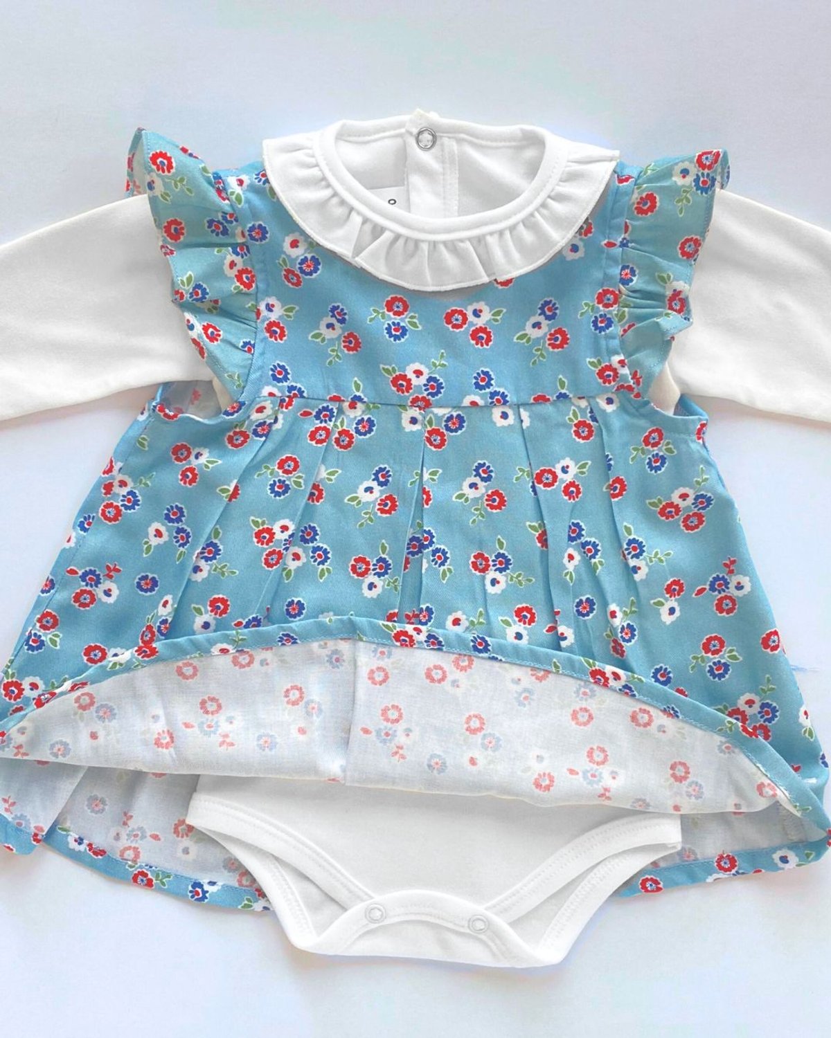 Vestido + Body EMILY 530 - Celeste con flores - 2