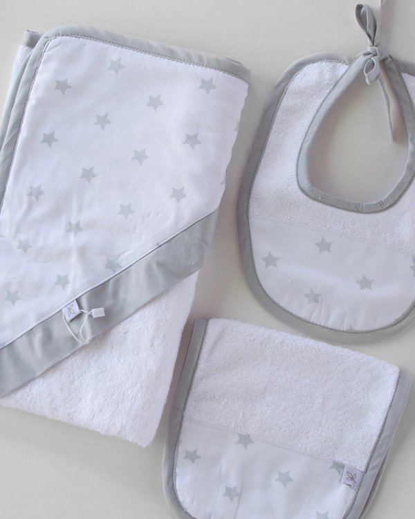 Kit toalla MARSELLA 1028 - Blanco Estrellitas Grises