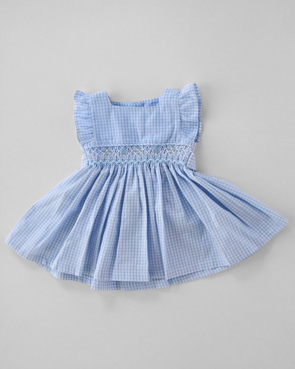 Vestido Punto Smock FRAM 591 - Celeste a Cuadros