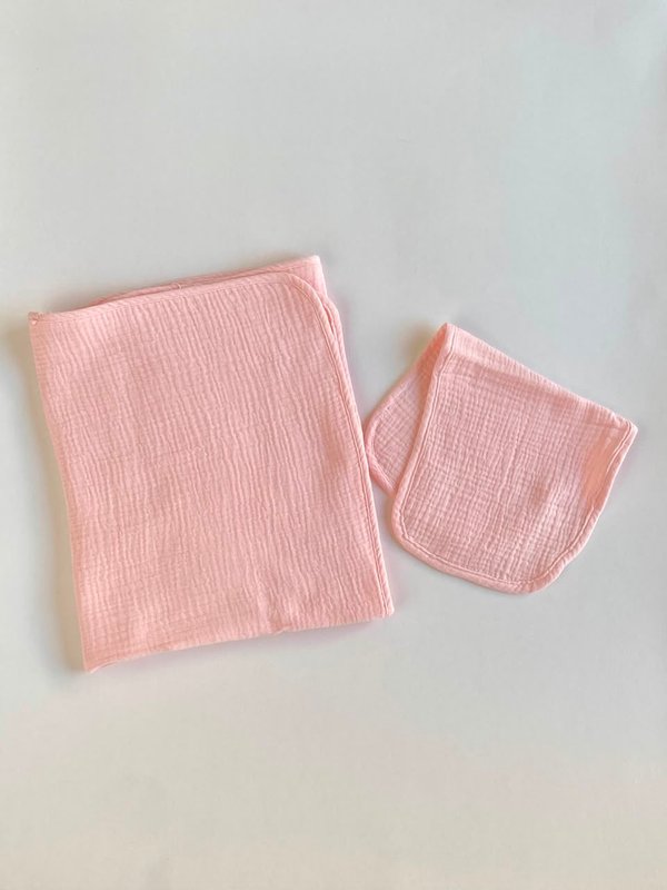 SET DE MANTA BABY COTTON + BABITA RIO - Rosa