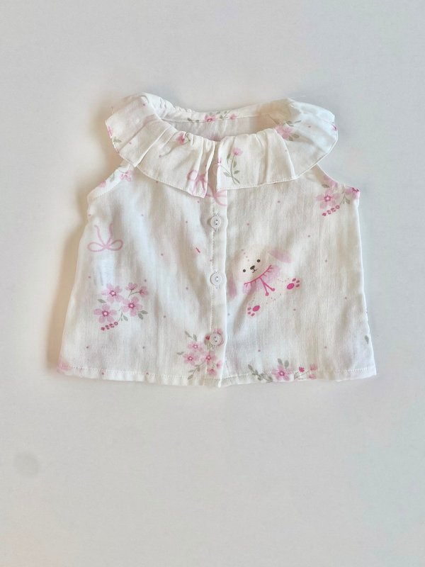 BLUSA SIN MANGA C/ VOLADOS EN EL CUELLO ADARA -  Floreado rosas c/ conejito