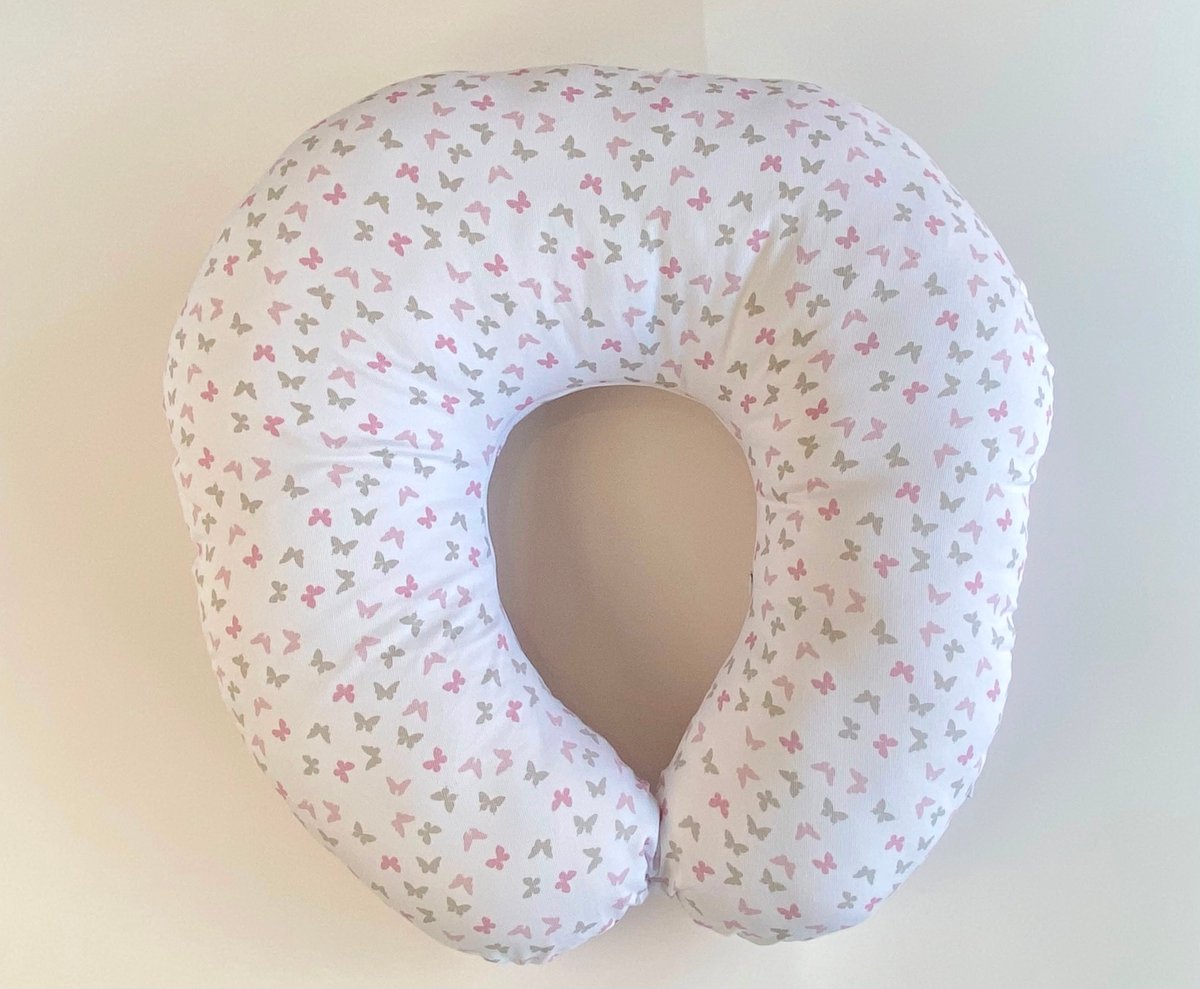 Almohada de Amamantar CALGARY 31 - Rosa cuadritos c/ mariposas nena - 2