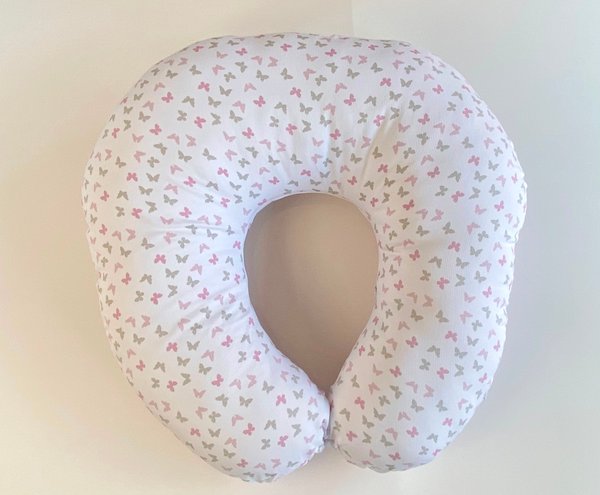 Almohada de Amamantar CALGARY 31 - Rosa cuadritos c/ mariposas nena