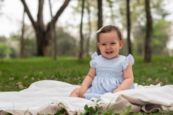 Vestido Punto Smock FRAM 591 - Celeste a Cuadros