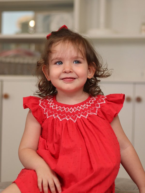 Vestido Punto Smock TAIS 610 - Rojo Plumeti