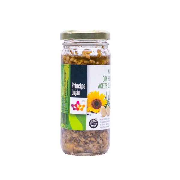 Ajo picado en aceite de girasol con finas hierbas 200gr.