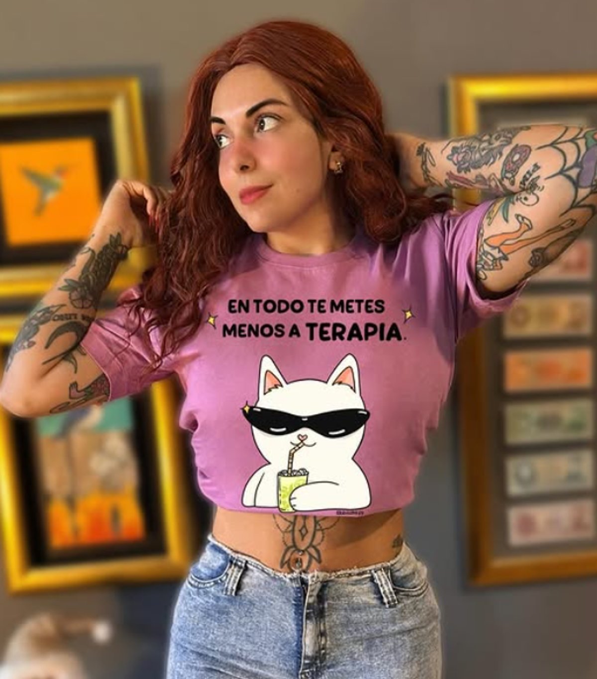 Michi "En todo te metes, menos en terapia" By: @bbilustra.py