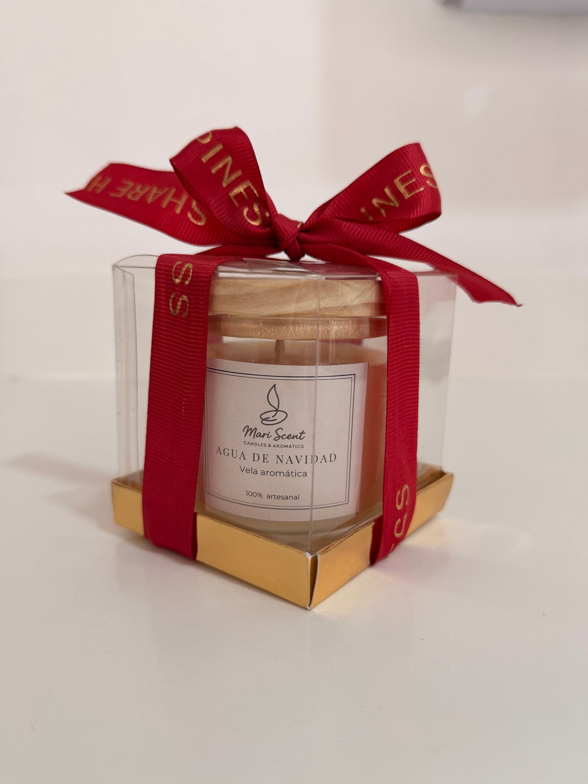 VELA AROMATICA EN FRASCO TRANSPARENTE CON TAPA DE MADERA - 2