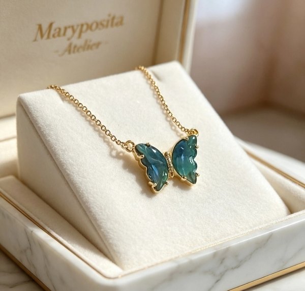 Cadena mariposa turquesa acero