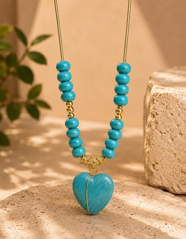 Cadena corazón turquesa bijou 