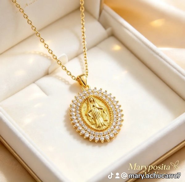 Cadena con dije de la Virgen acero 