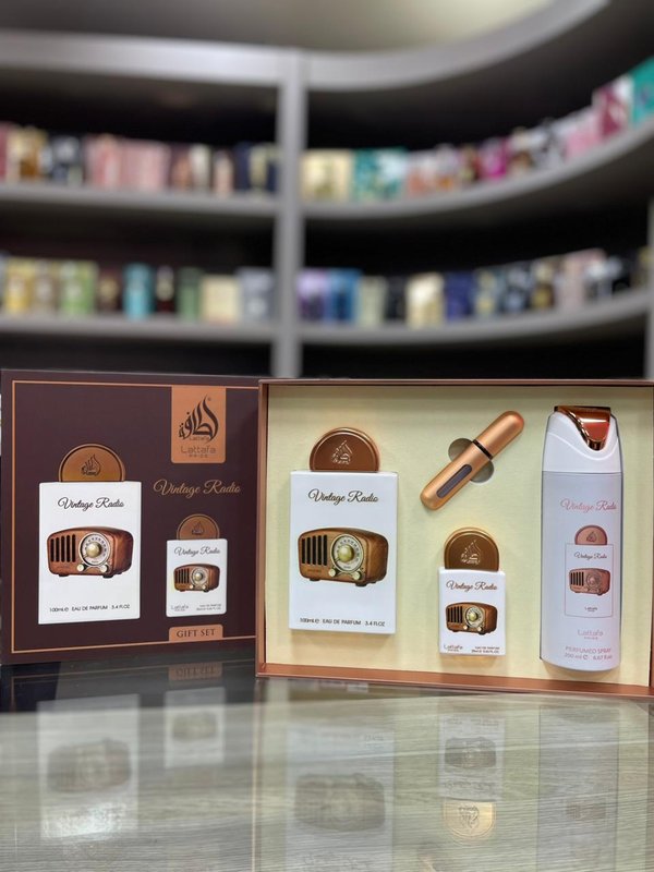 KIT LATTAFA GIFT SET VINTAGE RADIO EDP 3 EN 1