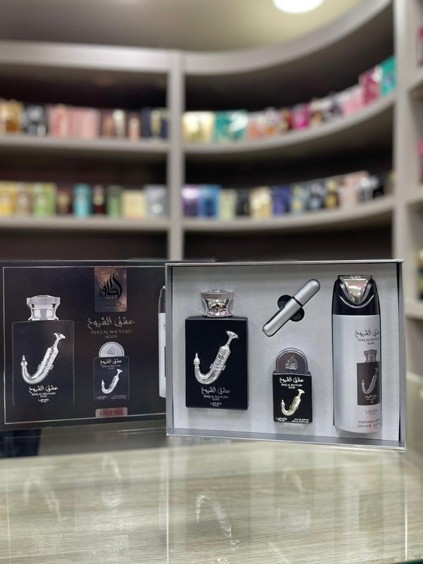 KIT LATTAFA GIFT SET ISHQ AL SHUYUKH SILVER EDP 3 EN 1