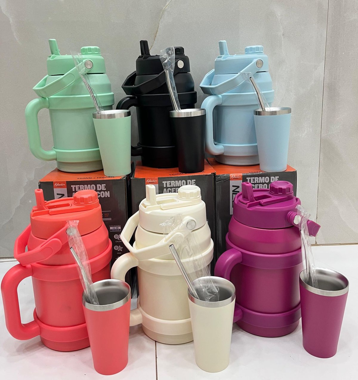 TERMO GALON DOBLE PICO 1.5L+GUAMPA 150ML+BOMBILLA QAN-2426