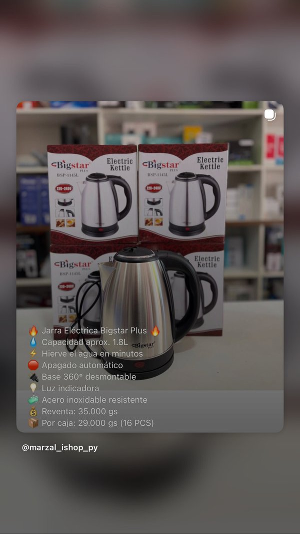 Jarra eléctrica Bigstar Plus de acero inoxidable