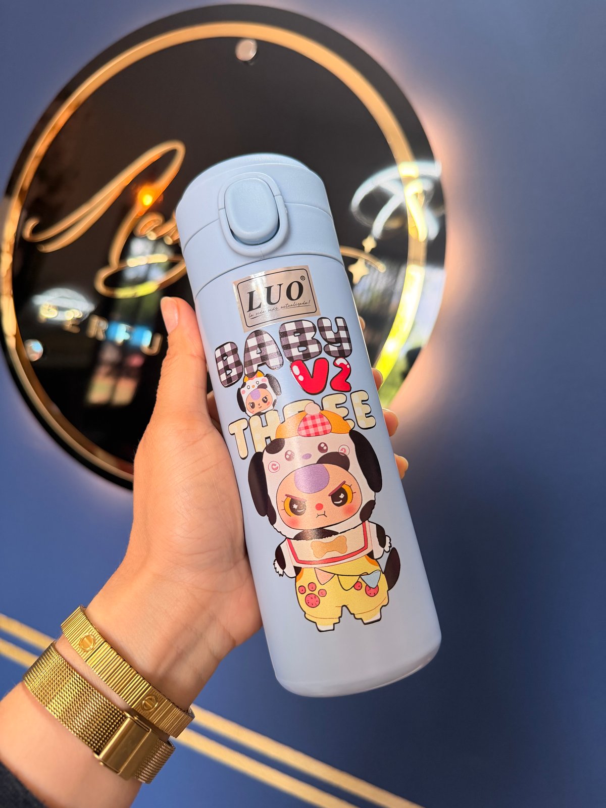 Botella térmica negra LUO con diseño infantil - 2