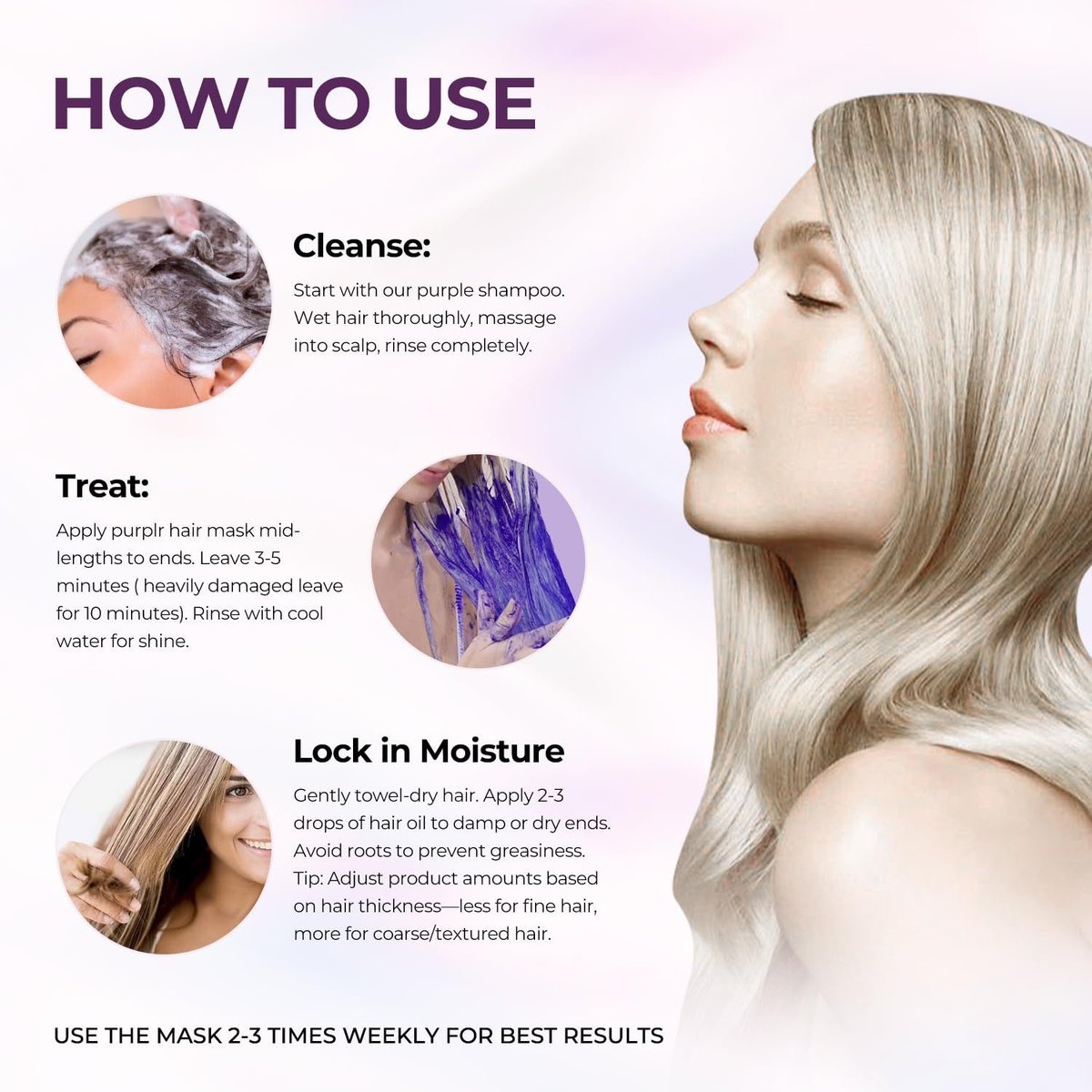 Mascarilla capilar morada Karseell con aceite de argán para cabello rubio, plateado y gris. - 4