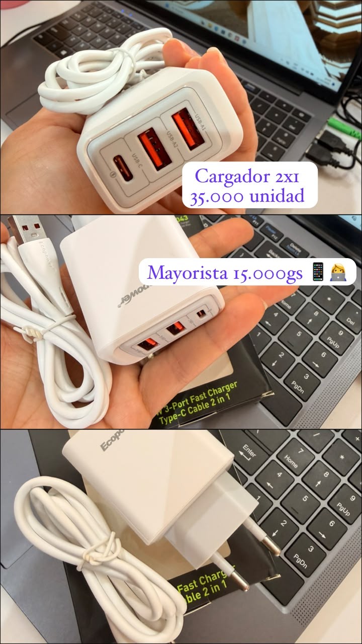 Cargador Ecopower EP-7043 blanco
