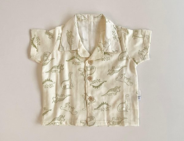 Camisa Altos- Dinosaurios Beige c/Verde Cod. 577 