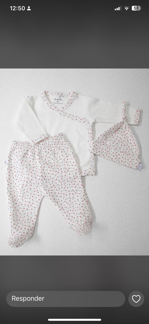 Conjunto Moscu-Florcitas Rosas Verdes Cod.325 