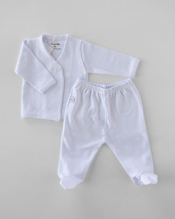 Conjunto de Batita + Patita Pamplona-Blanco. Cod.1177