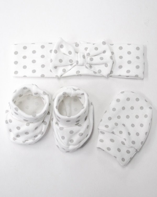 Kit Vincha Sofia- Gris Motas Cod.1182 