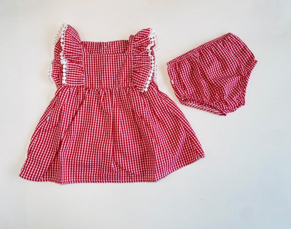 Vestido Bahia Blanca- Estamp. Rojo Cuadro Cod. 697