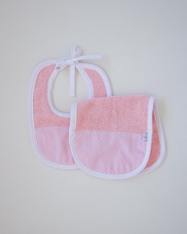 Set de Babero+Babita Roterdam- Rosa a Motas. Cod.1190