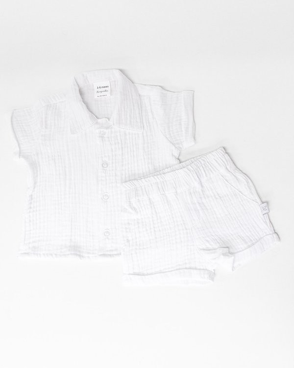 Conjunto de Camisa +Bermuda- Blanco Cod.622 