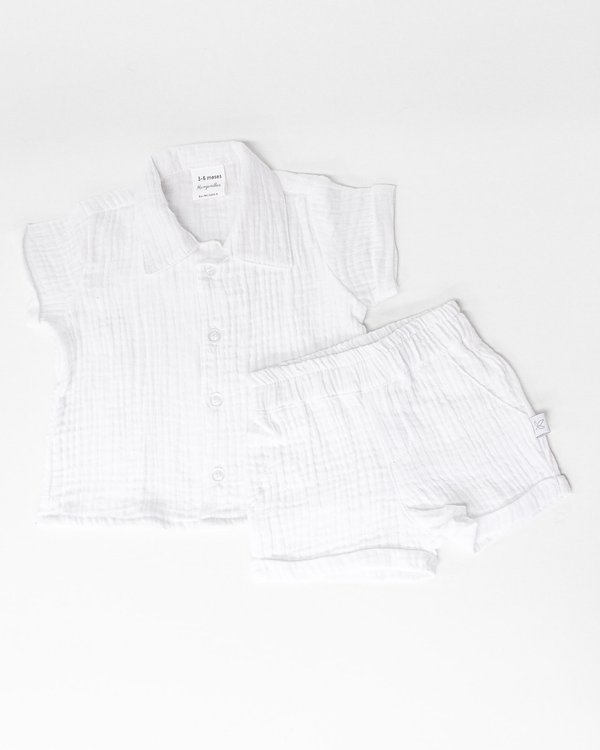 Conjunto de Camisa +Bermuda- Blanco Cod.622