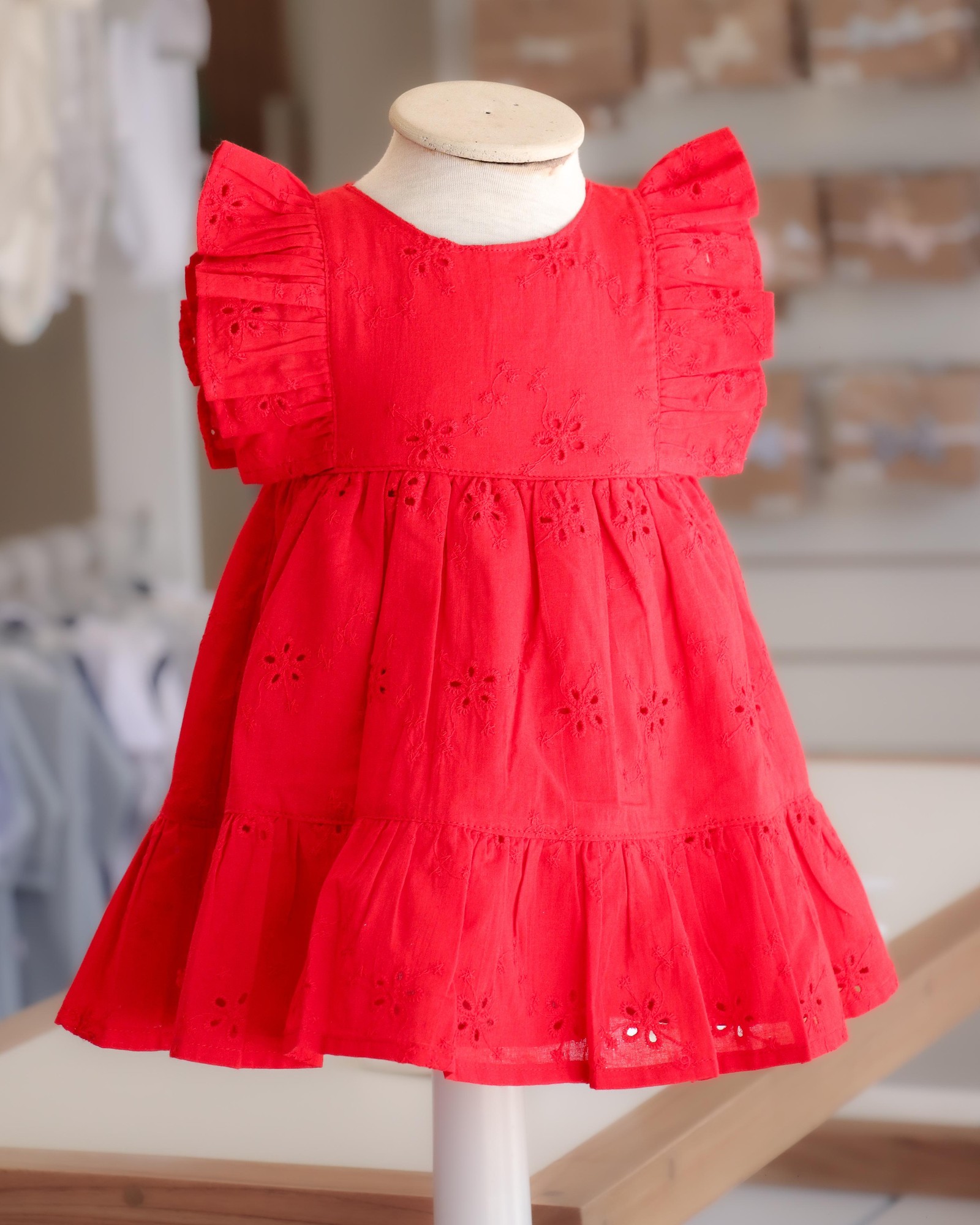 Vestido C/Volados Arami- Rojo broderie Cod. 609 