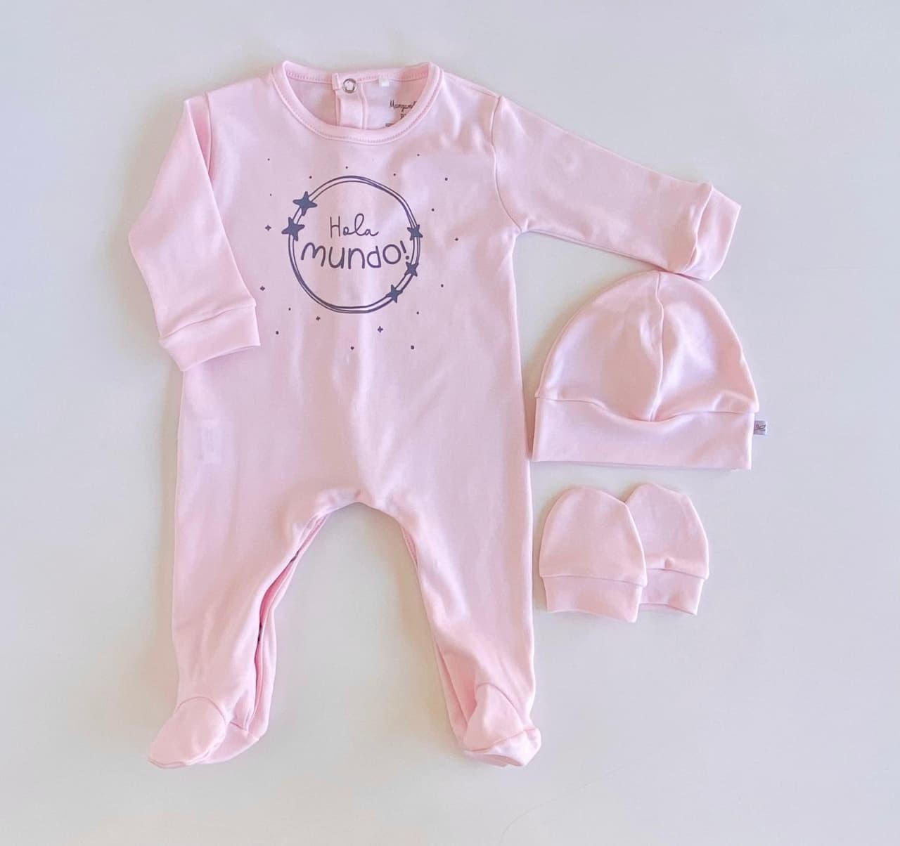 Set California C/Serigrafia Hola mundo- Rosa Claro Cod. 1218 