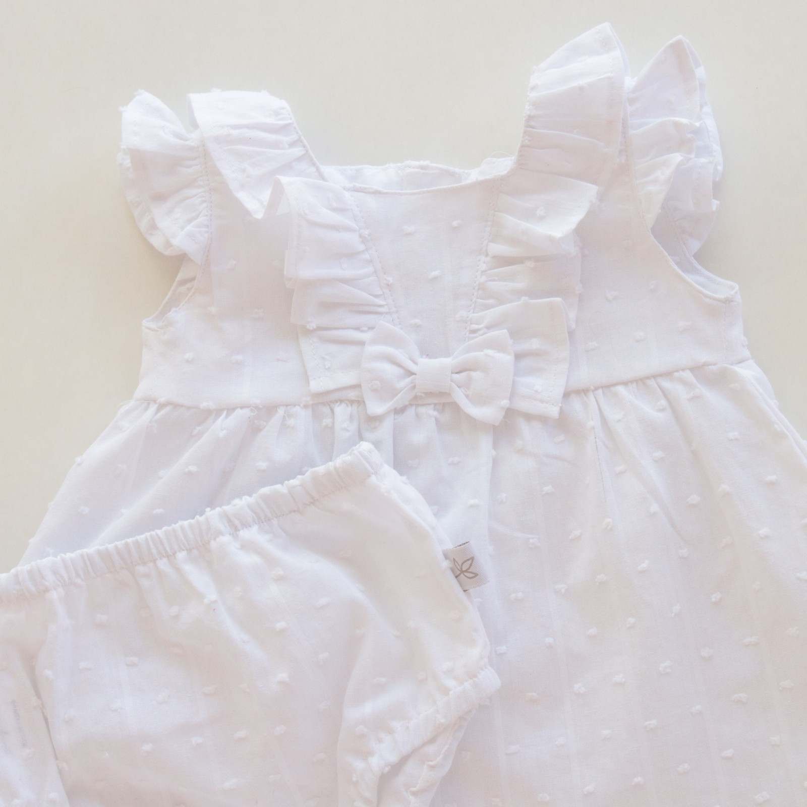 Vestido C/Bombacha Adelaide- Blanco Plumeti Cod. 355   - 2