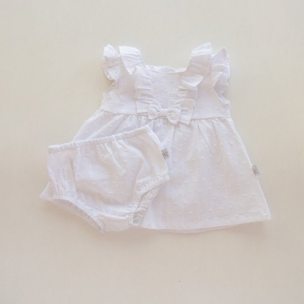 Vestido C/Bombacha Adelaide- Blanco Plumeti Cod. 355