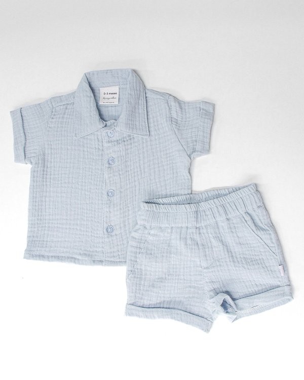 Conjunto de Camisa +Bermuda- Celeste Cod.622