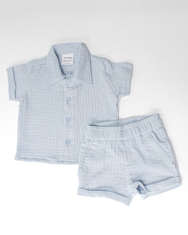 Conjunto de Camisa +Bermuda- Celeste Cod.622