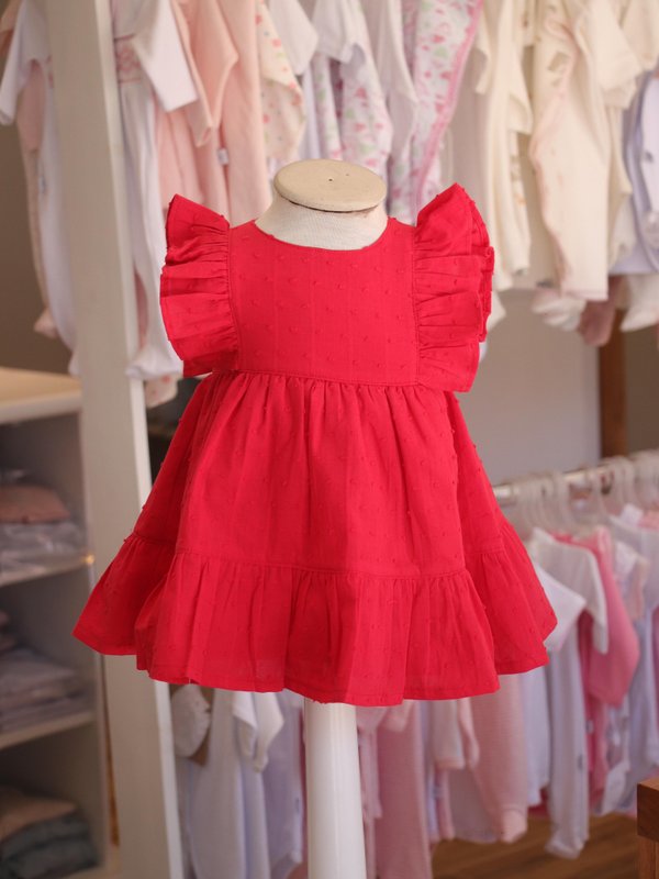 Vestido C/Volados Arami- Rojo Plumeti Cod. 609