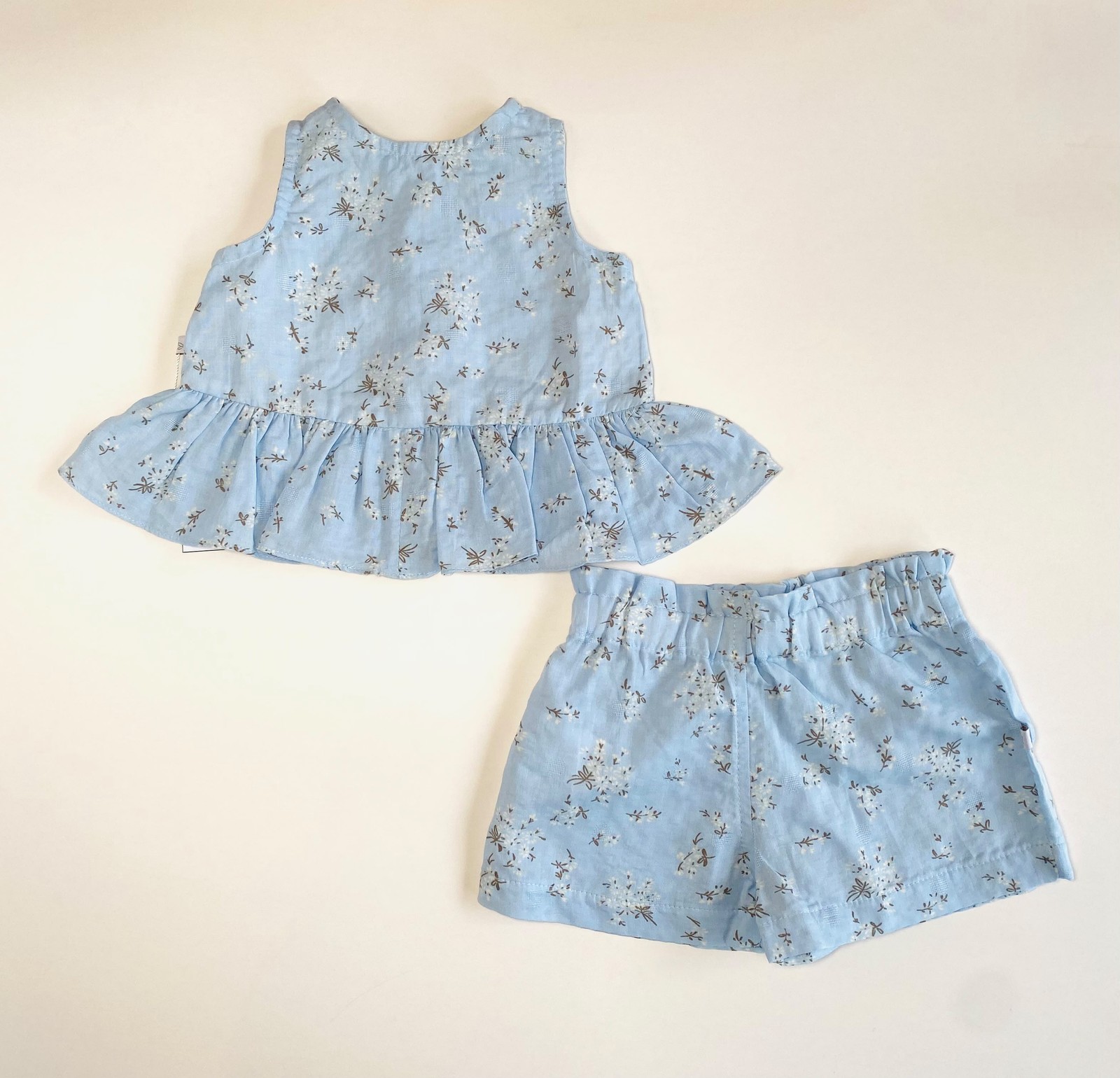 Conjunto de Blusa +Short Rafaela- Celeste Floral. Cod. 689