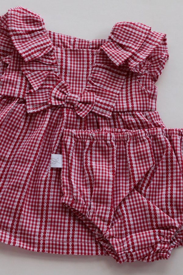 Vestido C/Bombacha Adelaide- Rojo a cuadros Cod. 355