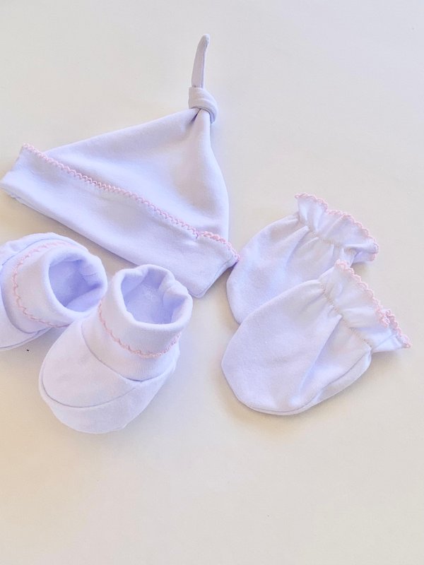 Kit de Gorro Blanco C/Picueta  Erevan- Rosa Cod.1168  