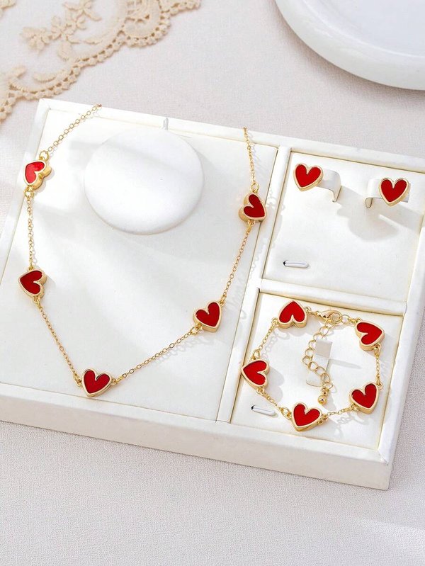 Set de Joyería Corazón Dorado – 4 Piezas