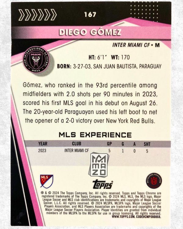 Subasta - Diego Gómez Inter Miami ROOKIE CARD - Numerada 092/150