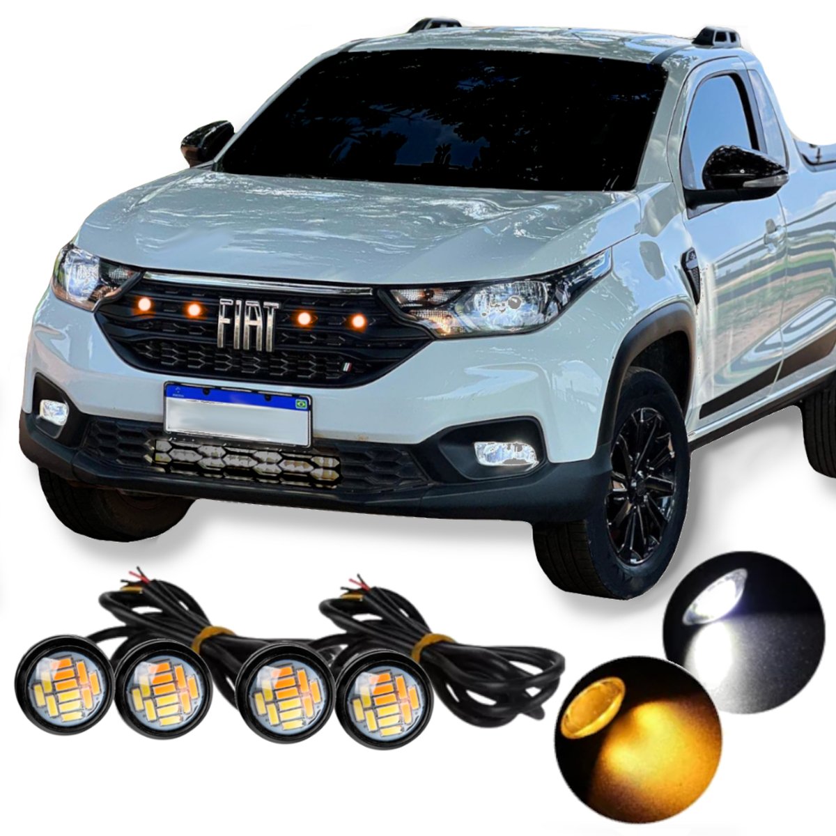 Luz de Grade LED Universal 2 em 1 Âmbar e Branco – Kit com 4 Unidades - 4