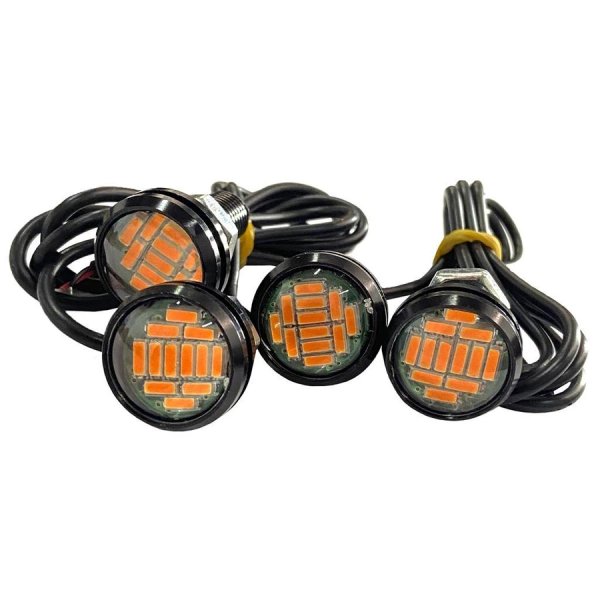 Luz de Grade LED Universal 2 em 1 Âmbar e Branco – Kit com 4 Unidades