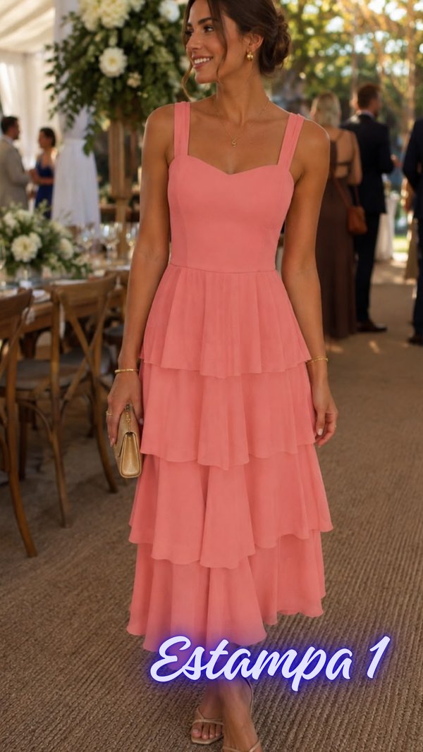 Vestido de Tul Midi Estampado