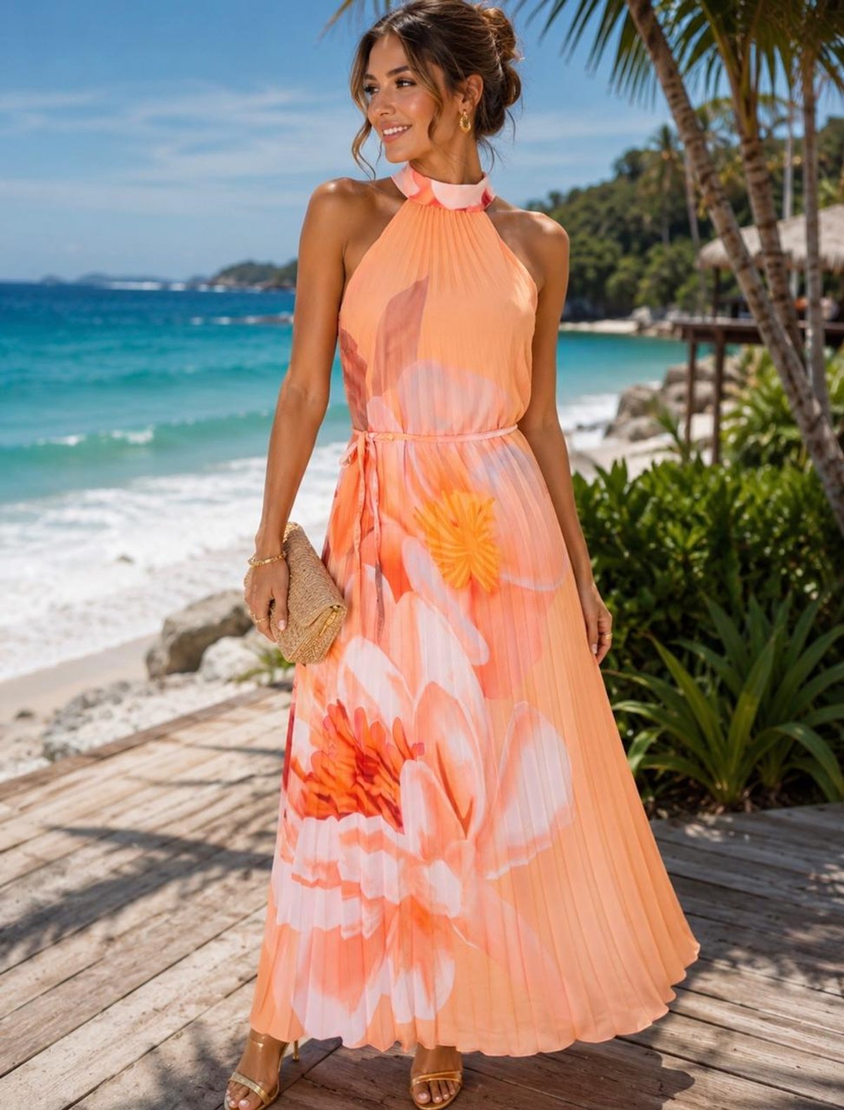 Vestido Elegante Plisado con Estampa - 2